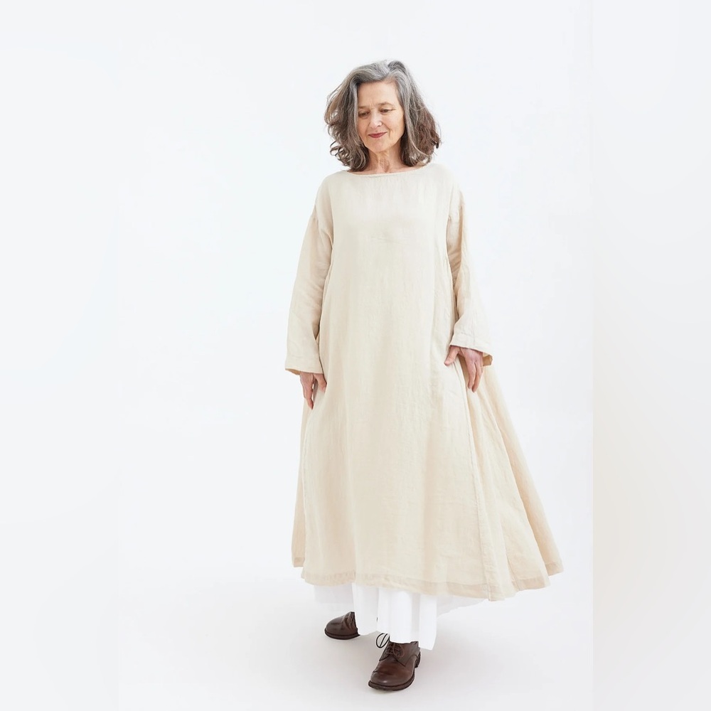 Metta Melbourne Olivia Dress in 100% Linen, Taupe, O/S